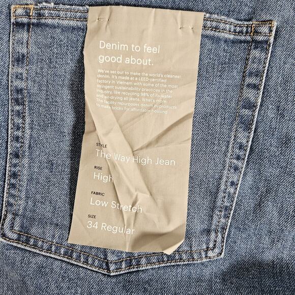 Everlane Jeans Womens 34 Blue The Way High Jean Straight Leg Denim Distressed - Picture 6 of 13